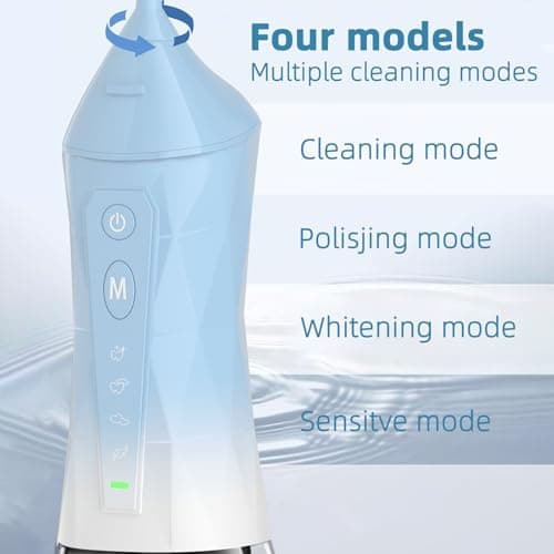 Water flosser+Electric Toothbrush Combination Set -5-Speed Sonic Electric Toothbrush, 4-Speed Portable Water flosser, Super Waterproof, a Great Gift for Friends (Blue) - Thumbnail 4