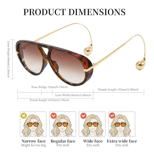 BOBUXLIIN Oversized Womens Aviator Sunglasses Retro Big Large Sunglasses for Women UV Protection Trendy Ladies Shades 2025 - Thumbnail 5