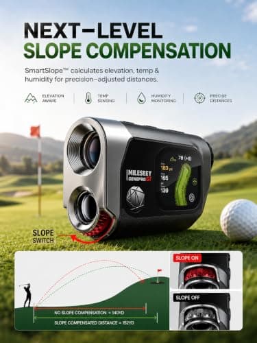 MILESEEY GenePro G1 Touchscreen & GPS Rangefinder with Slope, 43000+ Preloaded Courses, 1300 Yards Laser Range Finder Golf with Red & Green Display, 0.1s Flag Pole Locking Vibration, 6X Magnification - Thumbnail 6