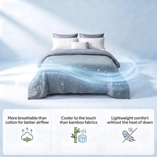 Cooling Comforter Queen, Cooling Blanket for Hot Sleepers & Night Sweats, Breathable Lightweight Comforter for Menopause & Summer, Dual Soft Cool-to-Touch, Oeko-TEX, Grey - Thumbnail 3