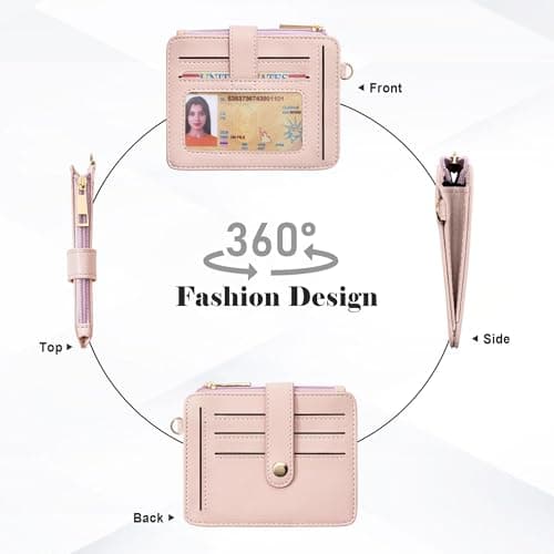 Airkit Wristlet Wallets for Women, Keychain RFID Blocking Credit Card Holder, Small Girly Wallet with Bracelet, Silicone Beaded Tassel Key Ring Card Holder, Pink - Thumbnail 5