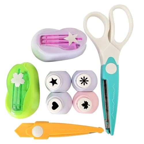 Stars,Sakura,Maple Leaves,Hearts Hole Punch,Various Shapes Kids DIY Hole Punch and Pinking Shears Set,for Paper,Cardstock,Scrapbook Cards,Postcard,Arts Fun Projects,Christmas Kids Gifts etc. - Image 1