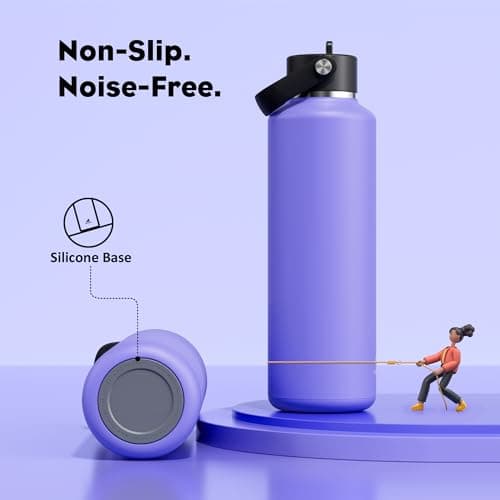 POWCAN 24 oz Travel Water Bottle: Standard Mouth, Leakproof, BPA-Free, Easy Hold Handle, Insulated Stainless Steel Thermos with Straw for School, Outdoors, Teens, Running, Sport, Trip (Violet's Tale) - Thumbnail 6