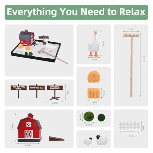 CMLDGIA Funny Goose Zen Garden Kit, Mini Sand Box Desk Accessories for Office, Stress Relief Gift, Desktop Decor, White Elephant Gift - Thumbnail 6