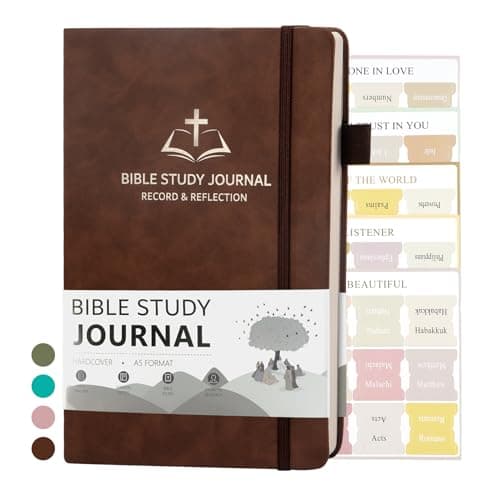 Daily Christian Bible Study Journal for Women & Men, 8.27x5.83” A5 Hardcover Prayer Notebook for Church, Sermon & Devotional Notes, PU Leather Cover with Elastic Band & Pen Loop. (Brown)