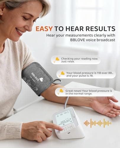 Blood Pressure Monitors for Home Use, Clinically Accurate Blood Pressure Machine, XL Blood Pressure Cuff, Irregular Detection, Large LCD 3-Color Display, Dual User, Voice Broadcast, Rechargeable - Thumbnail 5