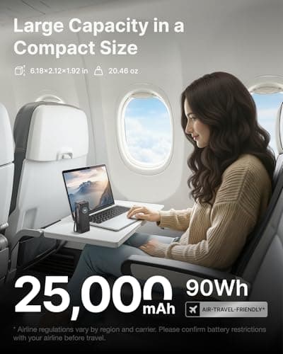 EF ECOFLOW Laptop Power Bank, 25000mAh Rapid Portable Charger, Triple 100W USB-C Ports, Built-in Retractable Cables, Fast Charging for iPhone 17/16 Series, MacBook, Samsung and More - Thumbnail 5