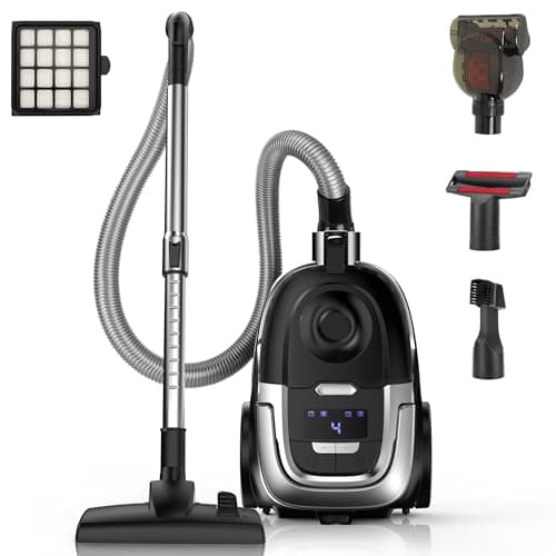 Zefiro Max 1600W Bagless Canister Vacuum Cleaner, 40kPa Powerful Suction, Lightweight, Auto Cord Rewind, HEPA Filter, Corded Vacuum for Floors, Carpets, Pet Hair in Homes & Apartments, Larger Capacity