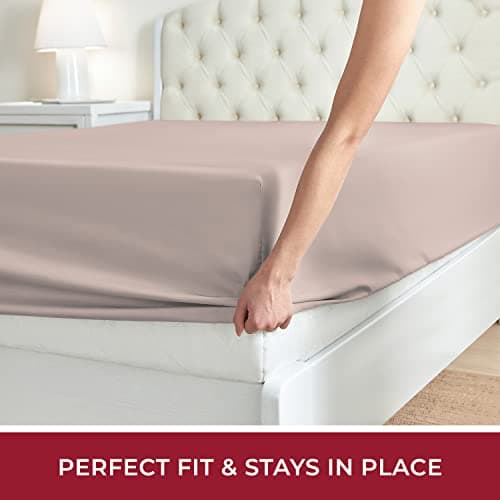 Mellanni Twin Fitted Sheet - Iconic Collection Bedding Sheets with up to 16 inch Deep Pocket - Soft & Cooling - Fade & Stain Resistant - 1 PC (Twin, Tan) - Thumbnail 5