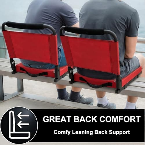 Siuzon Stadium Seats for Bleachers with Back Support, Folding Bleacher Chairs for Sports Games, Concerts Floor Chair Stadium Seat with Cushion and Shoulder Strap, Perfect for Sports Events - Thumbnail 3