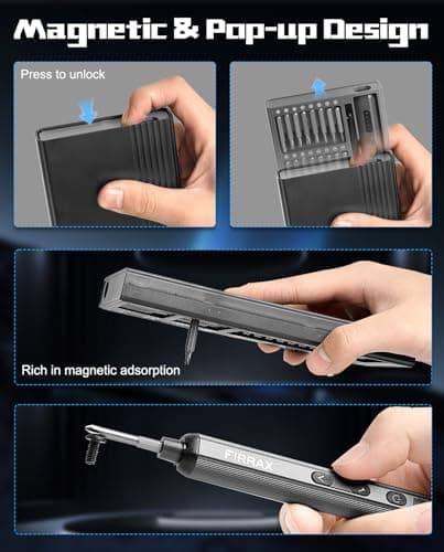 Mini Electric Screwdriver Set, FIRRAX 76-in-1 Small Electric Precision Screwdriver Cordless with 5 Torque Settings, 64 Bits, LED Lights, Power Screwdriver Repair Tool Kit for PC Phone Camera - Thumbnail 5