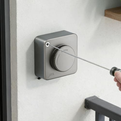 UOEPOWA Retractable Clothesline 15ft, Space Saving Heavy Duty Drying Rope, Anti-Sag Stainless Steel for Indoor Outdoor Balcony Bathroom (Light Gray) - Image 1