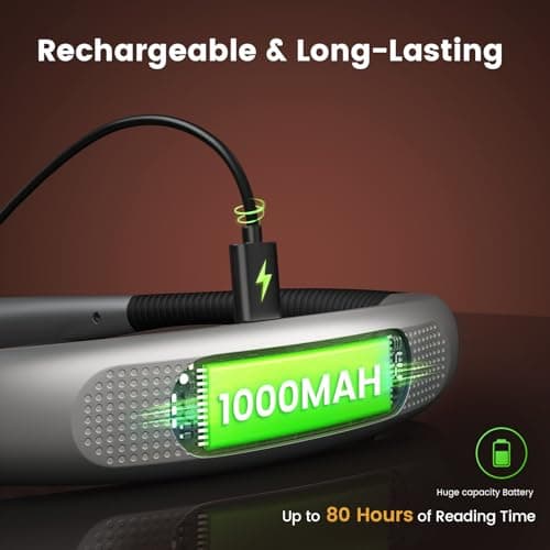 Glocusent Book Light, 3-Color & 6-Brightness Reading Light, Bendable Neck Light, 80-hr Lasting Rechargeable Book Light, Perfect Reading Lights for Books in Bed, Knitting, Repairing, Book Lovers Gifts - Thumbnail 4