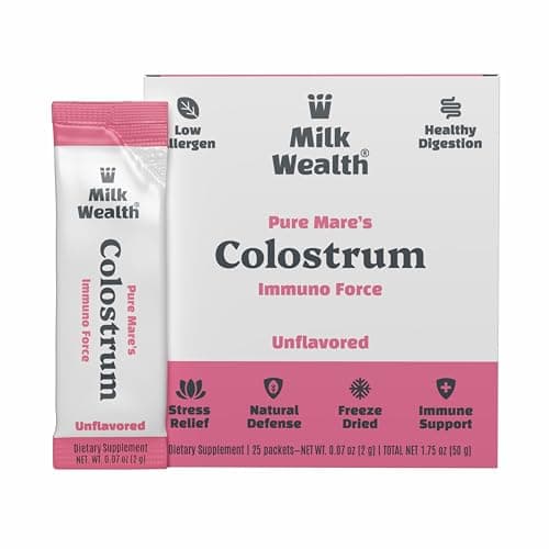 Milk Wealth™ Pure Mare Colostrum Powder 50g | Freeze-Dried Supplement | Gut Health & Immune Support | Unflavored & IgG | Alternative to Bovine Colostrum | 25 Single-Serve Packets (2g Each) - Image 1
