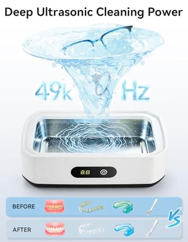 ZXINYUAN Ultrasonic Jewelry Cleaner, 22oz 49kHz Cleaner for Retainer, Eyeglasses, Watches and Rings, 304 Stainless Steel Tank, Digital Timer, 5 Cleaning Modes, Gift for Mom, Bride or Dentists - Thumbnail 2