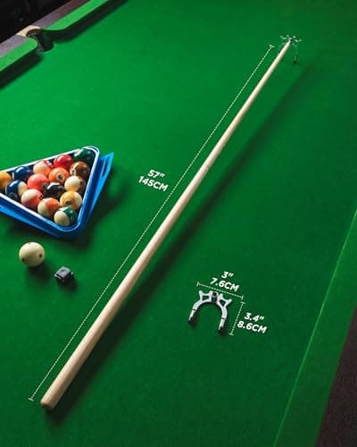LOCKCUE 57" 2 Piece Pool Cue Stick, Maple Wood with Chrome-Plated Zinc Alloy Screw-on High Crown Bridge Head - Thumbnail 6