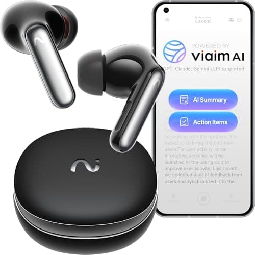 viaim RecDot Voice Recorder Earbuds: Professional AI Note Taker for Meetings, Calls & Lectures. Transcribe & Summarize, 78 Languages, 48dB Hybrid ANC AI Assistant for Deep Work, AES-256 Secure, Black - Image 1