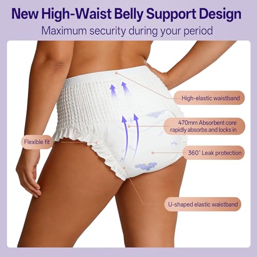 POMPOM LIFE Individually Wrapped Disposable Incontinence Underwear for Women | Maximum Absorbency Adult Diapers | Soft & Breathable Briefs, Disposable Postpartum Underwear for Women Travel - Thumbnail 2