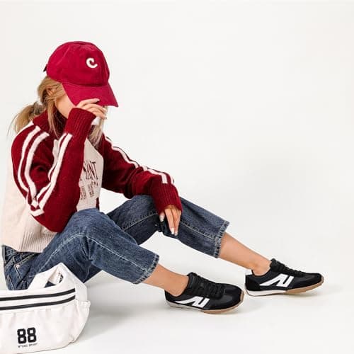 Foiola Womens Sneakers Comfortable Lace up Tennis Shoes Casual Business Walking Shoes Slip on Women's Fashion Sneakers Black - Thumbnail 6