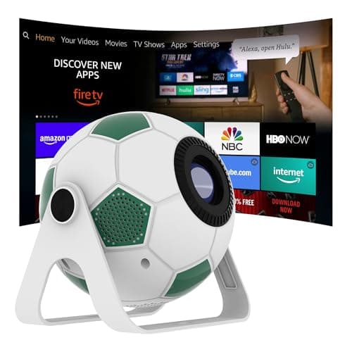 Portable Projector, 1080P Full HD and 400 Lumens, Android 15 Smart Projector with Auto Keystone Correction, 120° Adjustable, RinTinTin Football Design for Bedroom, Outdoor Camping, Home Theater - Image 1