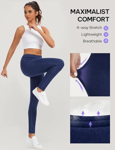 AVAMO Jeggings for Women Tummy Control Stretchy Skinny Jeans Pull On Elastic High Waisted Denim Jeans Leggings Trendy Dark Blue - Thumbnail 5