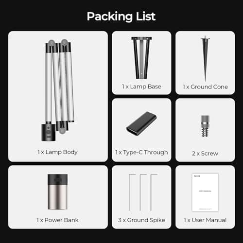 Camping Lights Rechargeable, 16 Million Colors, Smart RGB Camping Light, 2.97lb Cordless Portable Light Camping, 53" Foldable Tent Lights for Camping, Hiking, Picnics, Emergencies and Power Outages. - Thumbnail 6