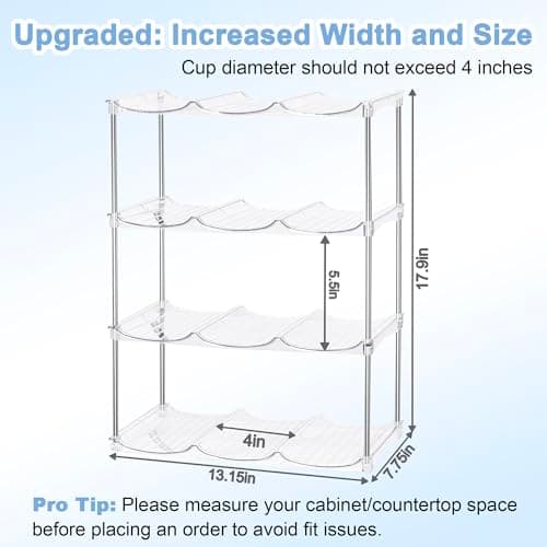Stackable Water Bottle Organizer - Large Compartment Stanley Cup Holder, Water Bottle Holder for Stanley Tumbler 40oz, Tumbler Organizer Kitchen Pantry Organization and Storage, 4 Tier Storage Rack - Thumbnail 3