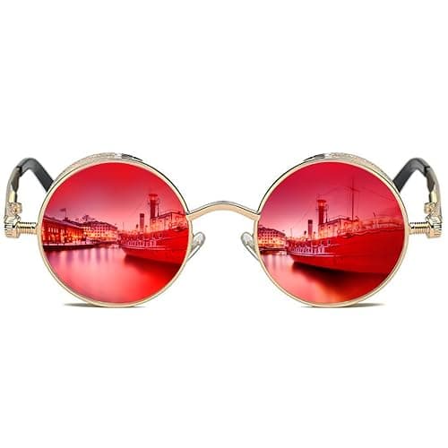 ROCKNIGHT Polarized Circular Sunglasses Women Red Mirrored Sunglasses for Women - Image 1