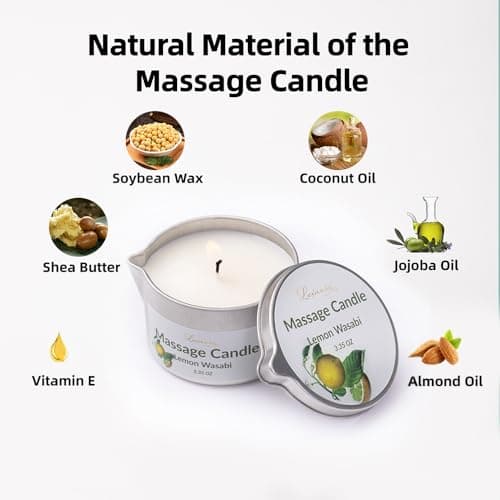 Massage Candle Home SPA 4 Pack Scented Soybean Low Temp Gift Set 13.4oz - Thumbnail 2