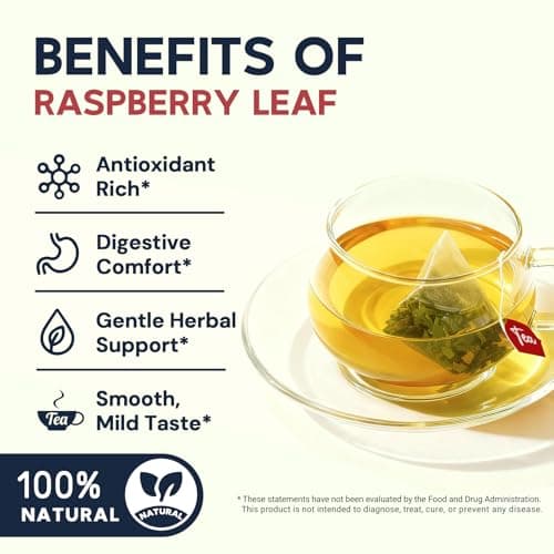 Raspberry Leaf Tea - 40 Teabags, Naturally Caffeine-Free, Mild & Herbal Taste - Thumbnail 4