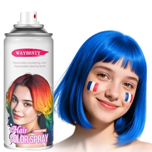 Blue Hair Spray, Temporary Hair Color Spray for Kids, Women, Men, One-Day Temporary Blue Hair Dye, Washable Hair Wax Color, Natural Hair Strong Style for World Cup 2026, Party, Cosplay (4.06 OZ) - Image 1