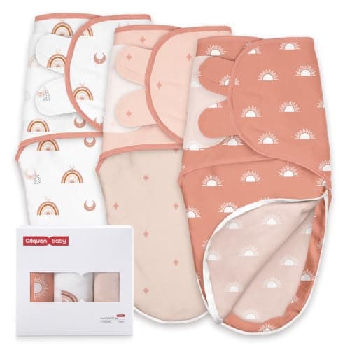 GLLQUEN BABY 3-Pack Baby Swaddle Sleep Sacks with Zipper for Newborn - Baby Swaddles 0-3 Months, Infant Swaddling Sack, Rainbow & Sun, Swaddles Blanket Wrap (Small/Medium) - Image 1