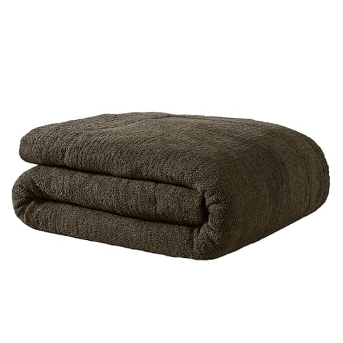Sunday Citizen Snug Comforter Queen Size – Fluffy Plush Luxury, Reversible Cozy & Cooling Soft Thick Queen Comforter with Recycled Fill, Machine Washable (Mocha) - Image 1