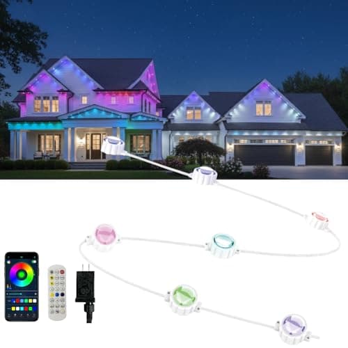 Honche Permanent Outdoor Lights Eaves Light House Light Outdoor Permanent Lights for Holiday,Party, Daily,Multicolor (mulito Color, 54ft with 36 Lights)