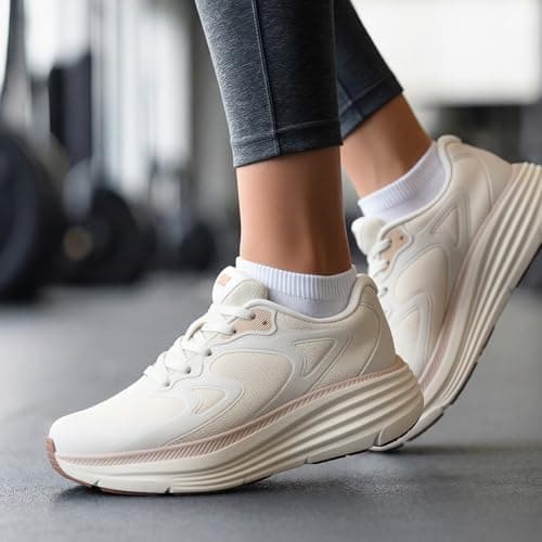 ALEADER Running Shoes for Women, Arch Support Walking Shoes, Tennis Shoes Womens Sneakers Beige/Apricot Size 7.5 - Thumbnail 2
