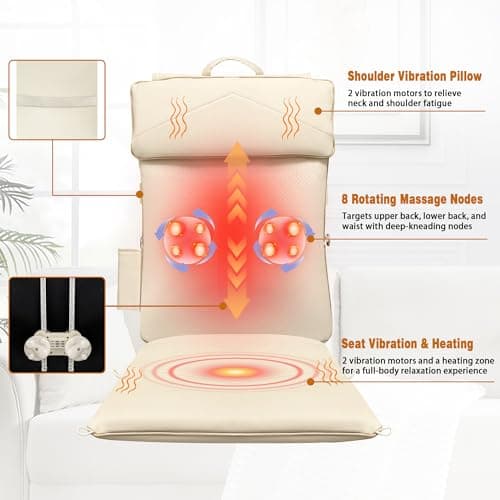 Joyset Shiatsu Neck and Back Massager for Chair,Rolling Up and Down Back Massager with Heat,4D Kneading for Pain Relief Deep Tissue,Portable Spot Massage Chair Pad Gifts for Dad,Mom,Friend - Thumbnail 3