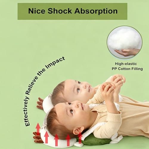 Baby Head Protector Backpack, Toddler Baby Head Protection Backpack with Baby Knee Pads Alarm Function for Walking & Crawling, Soft, Breathable and Wearing Safety Baby Head Protector- Green Turtle - Thumbnail 6