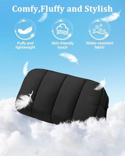 oscaurt Makeup Bag Cosmetic Bag Travel Toiletry Bag for Women Puffy Padded Cosmetic Pouch Purse Wide-open Makeup Organizer Case Travel Essentials - Thumbnail 3