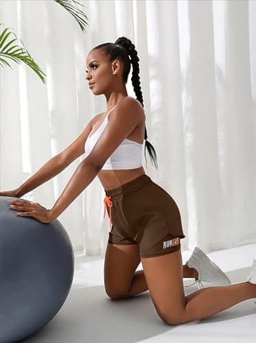 YOAKUKA Women's 2 in 1 Workout Shorts Gym Workout Yoga Running Biker Tennis Skirts Clothes Summer Dark Coffee - Thumbnail 3