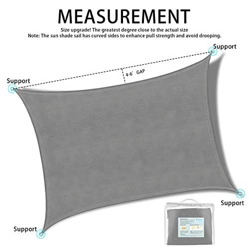 Ankuka Waterproof Sun Shade Sails Canopy Awning Shelter, UV Blockage Backyard Patio Garden Carport(8'x10', Grey) - Thumbnail 6