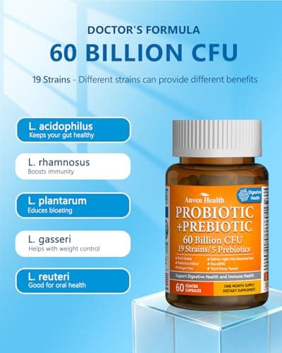 Probiotics 60 Billion CFU for Women and Men - 5 Organic Prebiotics, Plant-Based Delayed Release - Supports Gut, Digestive & Immune Health, Bloating & Gas Relief - Non-GMO, Made in USA - 60 Caps - Thumbnail 3