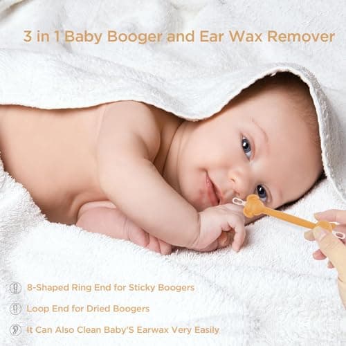 3 in 1 Baby Booger Remover and Baby Ear Cleaner Tool Baby Nose Cleaner with Soft Silicone End Dual Ear Wax and Snot Remover Safe Nasal Picker for Newborns Infants & Toddlers, BPA Free - Thumbnail 2