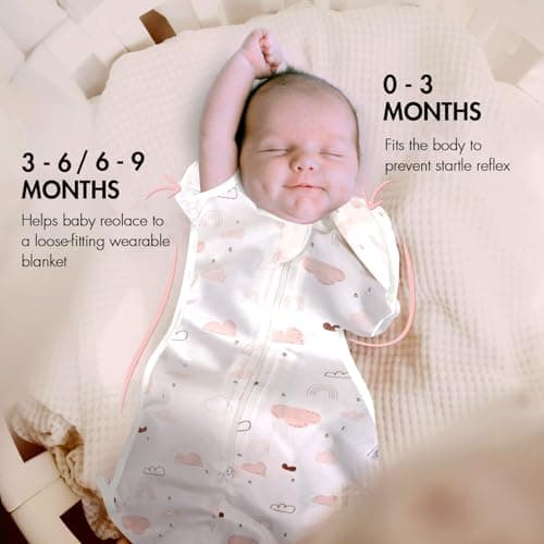 ANYEDDE Baby Swaddles 0-3 Months - Arms Up Swaddle for Newborns, Self-Soothing Sleep Sack for Baby Girls, Reduce Startle Reflex, Newborn Sleep Sacks with Openable Bottom Button & Cuff, Pink Cloud - Thumbnail 5