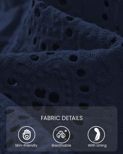 BTFBM Womens Tank Tops 2026 Summer Casual Sleeveless Button Down Shirts Embroidered Eyelet Blouse Beach Vacation Clothes(Navy, X-Large) - Thumbnail 4