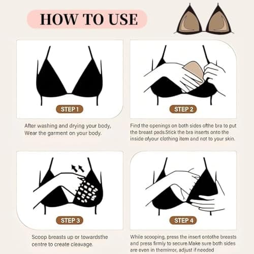 DEPOVOR Large Size Double-Sided Sticky Inserts Lightly Padded for D+ Cups, Reusable Adhesive Lifting Bras for Large Bust Nude - Thumbnail 5