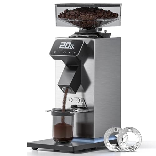 AMZCHEF Commercial Flat Burr Espresso Bean Grinder for Coffee Types