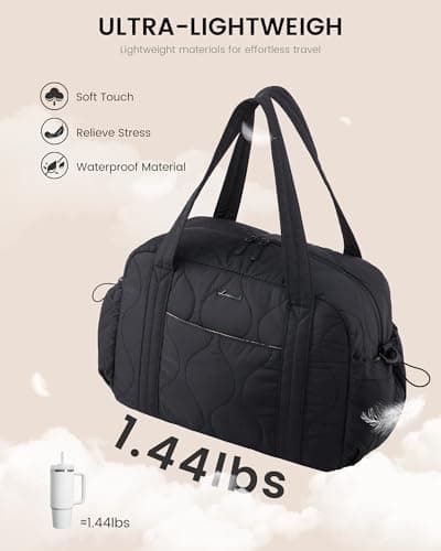 LOVEVOOK Duffle Bag for Travel, Puffer Weekender Gym Bags for Women with Toiletry Bag, Lightweight Carry on Overnight Bag Hospital Bag, Personal Item Bag for Airplanes - Thumbnail 4