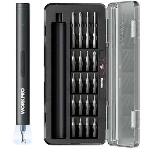 WORKPRO 20-in-1 Mini Electric Screwdriver with Magnetizer & S2 Steel Bits, 3.6V Rechargeable Precision Screwdriver Set for Electronics, Phone, Camera, Laptop & Watch - Image 1