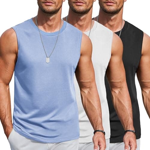 COOFANDY Muscle Tanks for Men Cotton Blend Performance Boxing Gym Shirts 3 Pack Sleeveless Bodybuilding T Shirt Black XL - Image 1