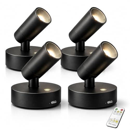 Lsoppn Magnetic Wireless Rechargeable Mini LED Picture Spotlight - Remote Control, 3 Color Temperatures, 2000mAh, Wall-Mounted for Artwork, Display & Plant Lighting（B.4） - Image 1